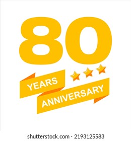 80th anniversary celebration vector template, bright creative 80th birthday logo design with beautiful ribbon. vector eps10