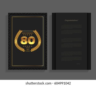 80th anniversary decorated greeting / invitation card template.