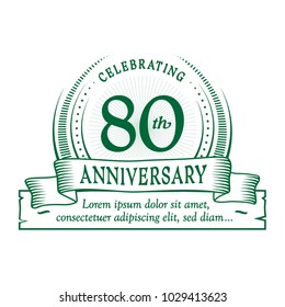 80th anniversary design template. Vector and illustration.