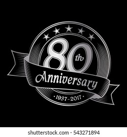 80th Anniversary design template. Vector and illustration.