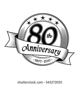 80th Anniversary design template. Vector and illustration.