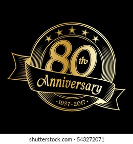 80th Anniversary design template. Vector and illustration.
