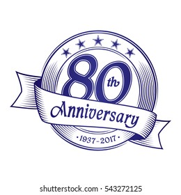 80th Anniversary design template. Vector and illustration.
