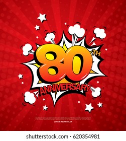 80th anniversary emblem. Eighty years anniversary celebration symbol