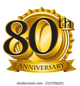 80th anniversary golden logo vector