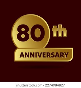 80th anniversary greeting. gold 3d