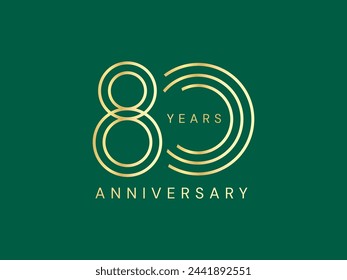 80th Anniversary with Lines Number luxury gold celebration logo vector design concept. Eighty years anniversary gold logo template for celebration event, invitation, company, business, greeting, web.