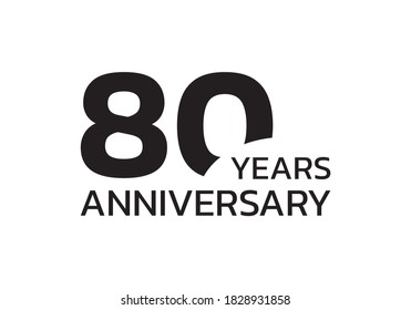 80th anniversary logo. 80 years celebrating icon or badge. Vector illustration.