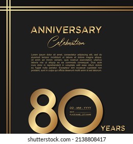 80th anniversary logo. Anniversary celebration logo design with gold color for booklet, flyer, magazine, brochure poster, web, invitation or greeting card. vector illustrations.
