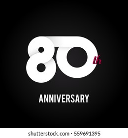 80th Anniversary  Logo Celebration, Flat Design Isolated on Black Background