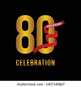 80th Anniversary Logo design for anniversary celebration with gold color for booklet, leaflet, magazine, brochure poster, web, invitation or greeting card. Logo Vector template