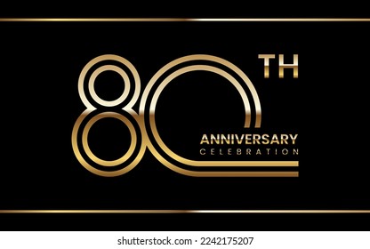 80th anniversary logo design with double line concept. Logo Vector Illustration