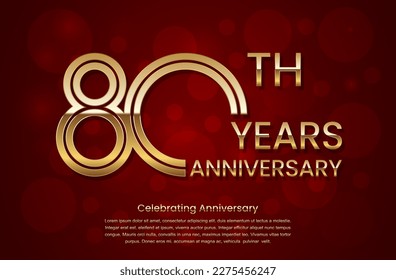 80° Aniversario. Diseño del logo de aniversario con concepto de doble línea. Plantilla de vectores de logotipos