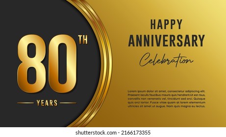 80th anniversary logo with gold color for booklets, leaflets, magazines, brochure posters, banners, web, invitations or greeting cards. Vector illustration.