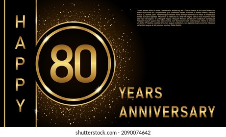 80th anniversary logo template Vector design birthday celebration, Golden anniversary emblem with ring. Design for booklet, leaflet, magazine, brochure, poster, web, invitation or greeting card.
