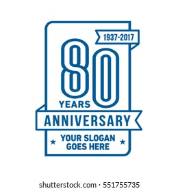 80th anniversary logo. Vector and illustration.