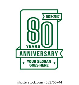 80th anniversary logo. Vector and illustration.