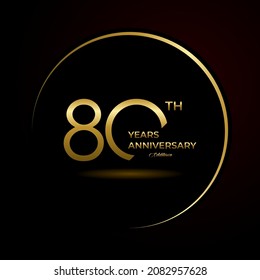 Logotipo del 80 aniversario. Aniversario dorado diseño de emblema para folletos, folletos, revistas, afiche de folletos, web, invitación o tarjeta de saludo. Ilustraciones vectoriales. EPS 10