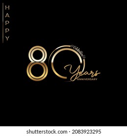 80th anniversary logotype. Golden anniversary celebration emblem design for booklet, leaflet, magazine, brochure poster, web, invitation or greeting card. Vector illustrations. EPS 10