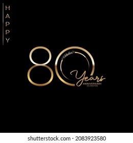 80th anniversary logotype. Golden anniversary celebration emblem design for booklet, leaflet, magazine, brochure poster, web, invitation or greeting card. Vector illustrations. EPS 10