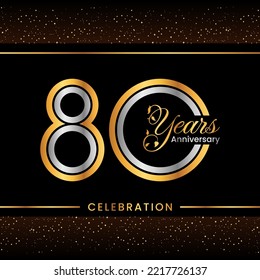 80th Anniversary Logotype. Golden Anniversary template design for celebration event, invitation card, greeting card, flyer, banner, poster, double line logo, vector illustration