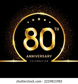 80th Anniversary Logotype. Golden Anniversary template design for celebration event, invitation card, greeting card, flyer, banner, poster, vector illustration