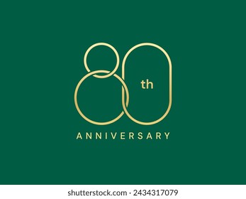 80th Anniversary luxury with Curved Lines Overlapping shapes number gold celebration logo vector design twisted infinity concept. Eighty years anniversary gold logo template for celebration event, web