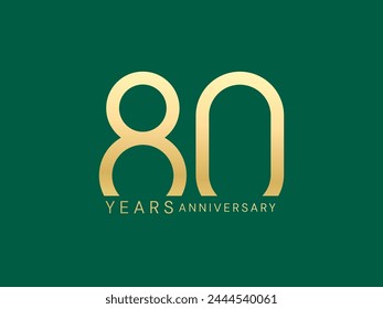 80 aniversario de la celebración de oro de lujo con el concepto de diseño de Vector de tipografía de logotipo de estilo de número premium. Ochenta años de Plantilla del logotipo del oro del aniversario para el acontecimiento de la celebración, invitación, negocio, Web.