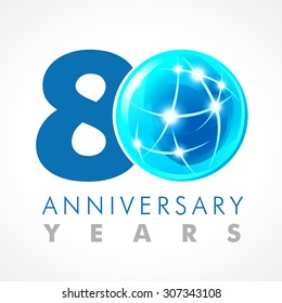 80th anniversary numbers. 80s years old logotype. Bright congrats. Isolated abstract graphic design template. Creative 0 sign, 3D digits. Up to 80%, -80% percent off discount. Congratulation concept.