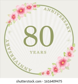 80th anniversary. Vector design festive background for greeting card