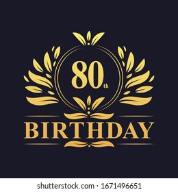 80th Birthday Design, luxurious golden color 80 years Birthday celebration.