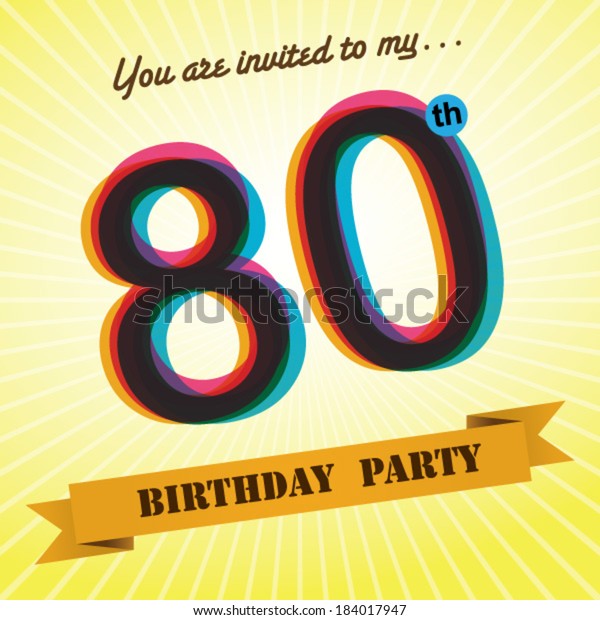 80th Birthday Party Invite Template Design Stock Vector (Royalty Free