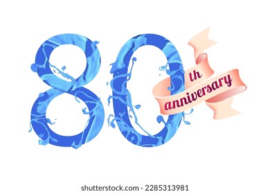 80th (eightieth) anniversary. Vector paint digit