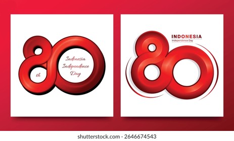 80o dia da independência da Indonésia, 17 de agosto de 2025 logotipo conceito com vetor de cores de gradiente suave