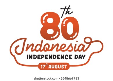  80th Indonesia Independence Day Tipografia Design - 17 agosto Celebração