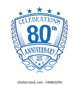 80th Shield Anniversary logo. Vector and illustration. 80 years logo.