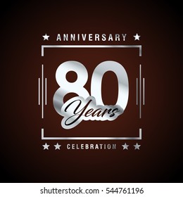 80th Silver anniversary logo, laurel wreath isolated on brown background, vector design