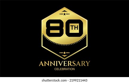 80th Year Anniversary Celebration.
Gold handwritten birthday logotype for celebration events, weddings, greeting cards and invitations, etc.
