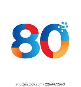 80º aniversario celebración diseño de logo vectorial