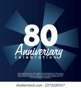 80th year anniversary celebration vector template design illustration with white text elegant blue shiny background.	