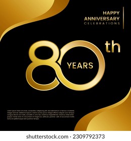 Plantilla de diseño de aniversario 80 con color oro, ilustración de plantilla vectorial