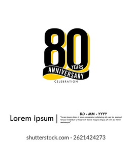 80th years anniversary celebration emblem. modern anniversary logo isolated with infinity circle ribbon on white background. vector illustration template design for web, flyers, poster, greeting card