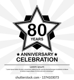 80th years anniversary celebration. anniversary logo with star shape isolated on white background, vector illustration template design for celebration, invitation card, and greeting card.