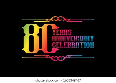80th years anniversary logo template, Vector design birthday celebration