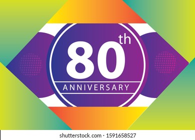 80th years anniversary logo, vector design birthday celebration with colorful geometric background