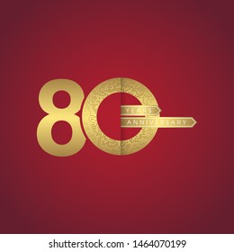 80th Years Anniversary modern Logo Icon Template, Anniversary lettering with gold color. Vector EPS 10. Birthday celebration number.
