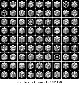 81 3d Cube Icons Set