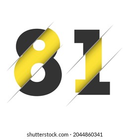 81 8 1 Number Logo Design with a Creative Cut and Black Circle Background. Creative logo design.
