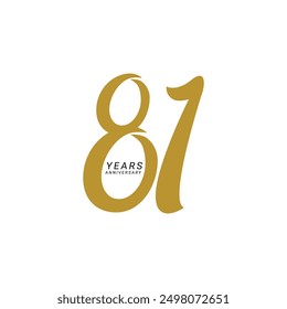 81, 81st Years Anniversary Logo, 81 Logo birthday,  Vector Template Design element for birthday, invitation, wedding, jubilee and greeting card illustration.