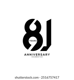 Logo do aniversário de 81 anos, aniversário de 81 anos, elemento do projeto do modelo do vetor para o aniversário, convite, casamento, jubileu e ilustração do cartão da saudação.